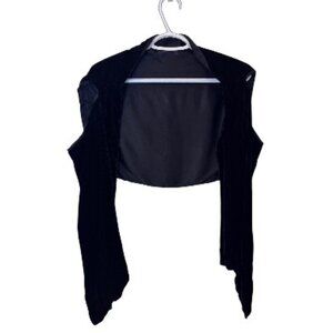 Emporio Armani black velvet off-shoulder long sleeve bolero size M